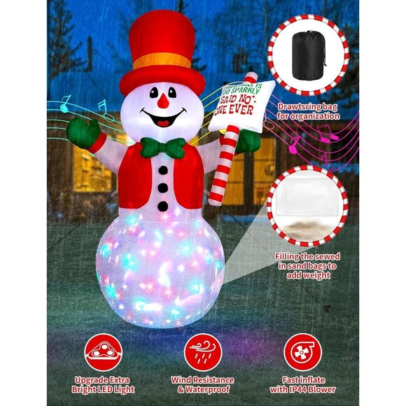 🆕6 FT Christmas Inflatable  Snowman Sensor Motion-Activated Outdoor Decoration - Picture 6 of 8